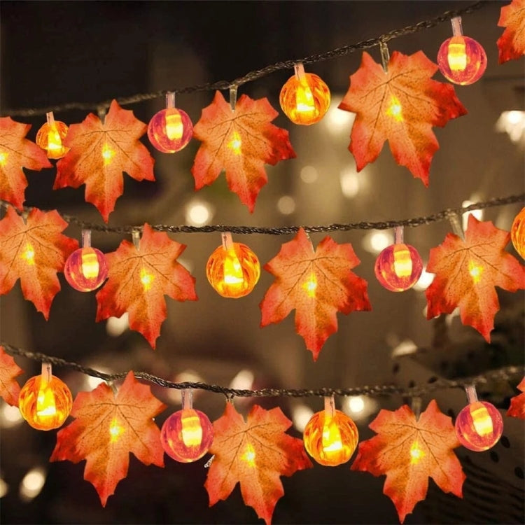 Maple Pumpkin Lantern String Lights Halloween Thanksgiving Garden Party Room Decoration Lights, 1.5m 10 LEDs, 3m 20 LEDs, 6m 40 LEDs