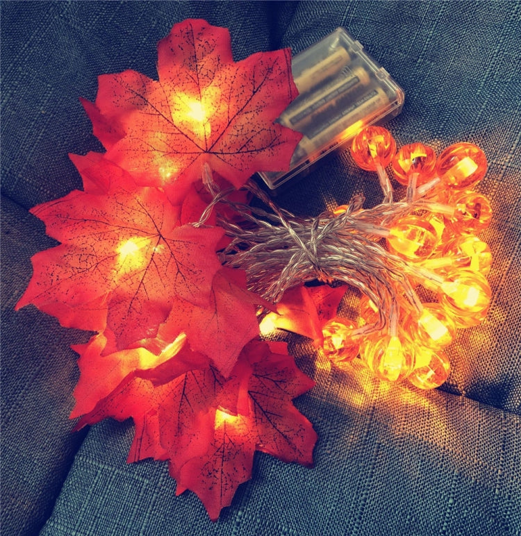 Maple Pumpkin Lantern String Lights Halloween Thanksgiving Garden Party Room Decoration Lights, 1.5m 10 LEDs, 3m 20 LEDs, 6m 40 LEDs