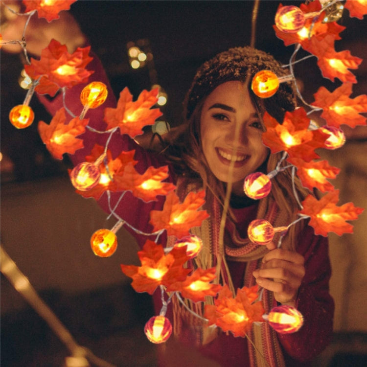 Maple Pumpkin Lantern String Lights Halloween Thanksgiving Garden Party Room Decoration Lights, 1.5m 10 LEDs, 3m 20 LEDs, 6m 40 LEDs