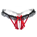 Lady Pierced Sexy Panties Temptation Lace Translucent T Underwear, One Size