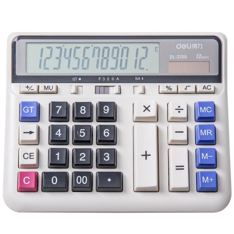 Deli 2135 Computer Keyboard Calculator Big Button Bank Office Finance Accounting Solar Calculator, 2135