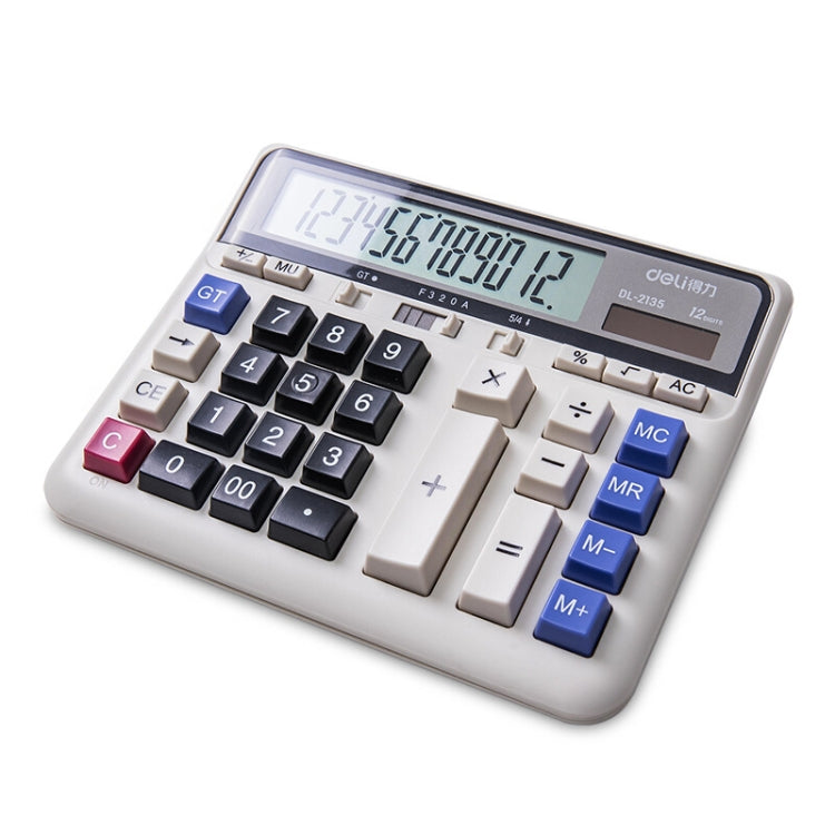 Deli 2135 Computer Keyboard Calculator Big Button Bank Office Finance Accounting Solar Calculator, 2135