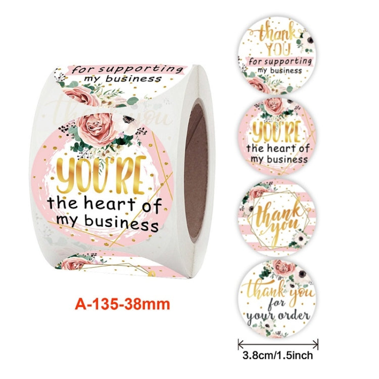 Roll Floral Thank You Stickers Wedding Party Decoration Stickers, 3.8cm / 1.5 Inch