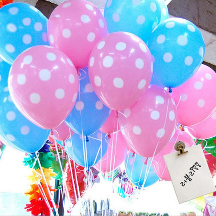 100 PCS FY-10280 12 Inch Dot Party Decorative Balloon Wedding Scene Arrangement Latex Balloon, Black White Dot, Green White Dot, Pink White Dot, Red White Dot, Deep Blue White Dot, Light Blue White Dot, Yellow White Dot, Rose Red White Dot             ...