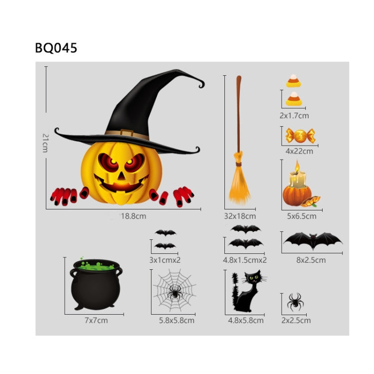 Halloween Decoration Stickers Pumpkin Lamp Spider Ghost Electrostatic Stickers,Style:, BQ040ABCD-45-46-47-48, BQ040ABCD-50-51, BQ041-42-43-44, BQ41-42-43-44-47-48, BQ049 + 050 + 052, BQ049 + 50 + 51 + (52 x 2), BQ049-51-52