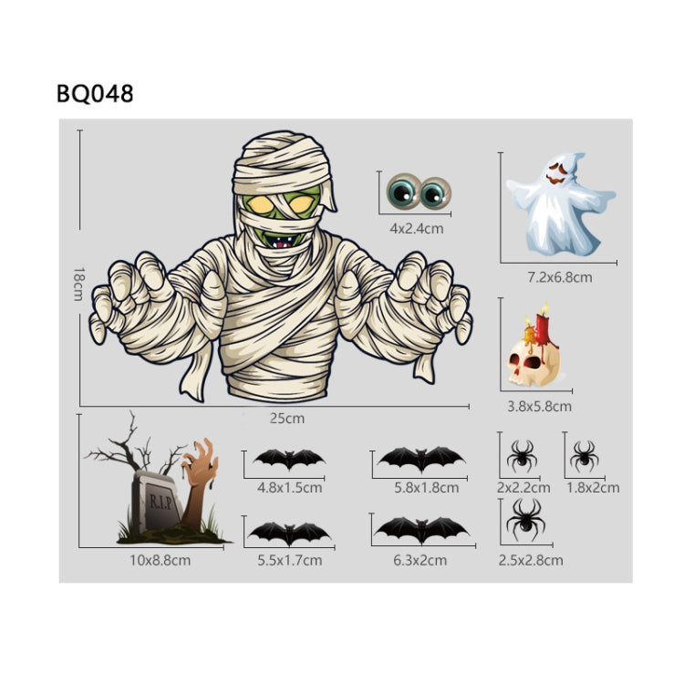 Halloween Decoration Stickers Pumpkin Lamp Spider Ghost Electrostatic Stickers,Style:, BQ040ABCD-45-46-47-48, BQ040ABCD-50-51, BQ041-42-43-44, BQ41-42-43-44-47-48, BQ049 + 050 + 052, BQ049 + 50 + 51 + (52 x 2), BQ049-51-52