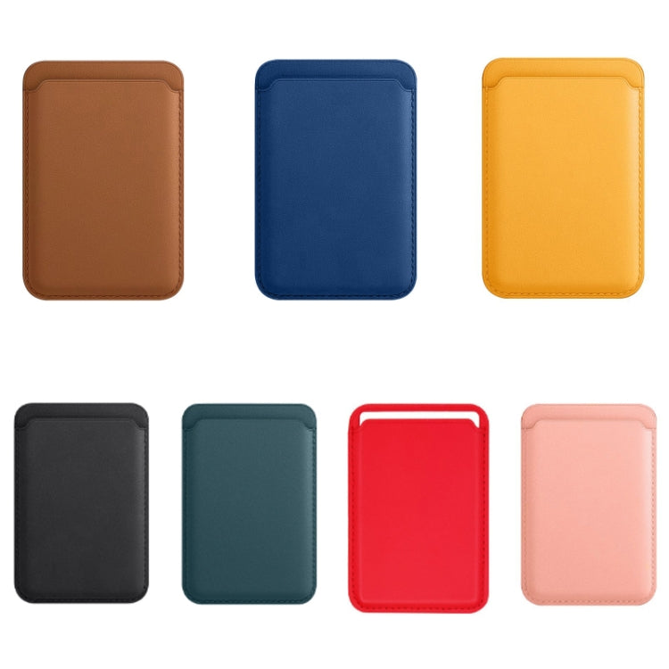 MagSafe Magnetic Leather Card Case Holster For iPhone, Saddle Brown, Indigo Sea BLue, California Poppy, Black, Dark Night Green, Red, Pink