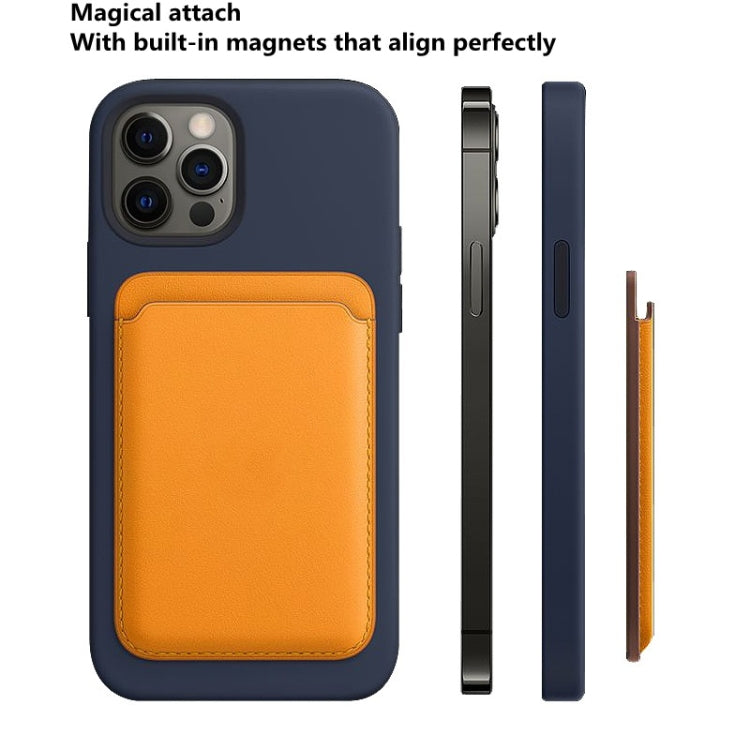 MagSafe Magnetic Leather Card Case Holster For iPhone, Saddle Brown, Indigo Sea BLue, California Poppy, Black, Dark Night Green, Red, Pink