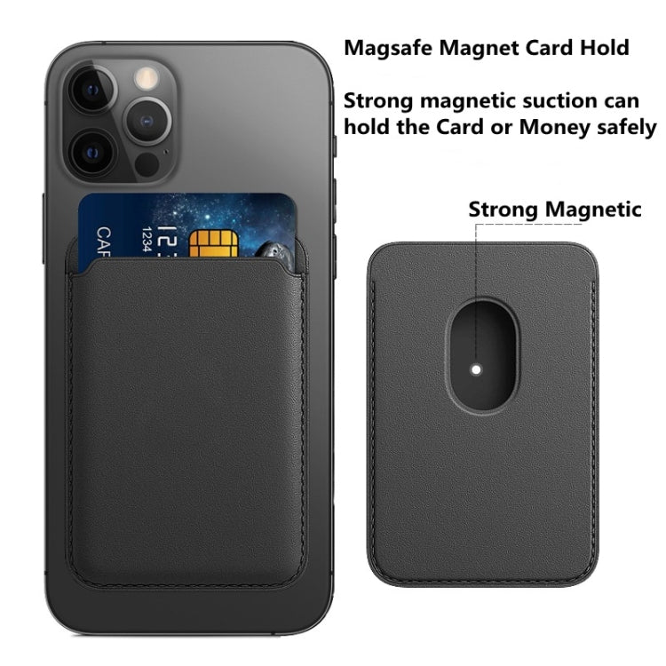 MagSafe Magnetic Leather Card Case Holster For iPhone, Saddle Brown, Indigo Sea BLue, California Poppy, Black, Dark Night Green, Red, Pink