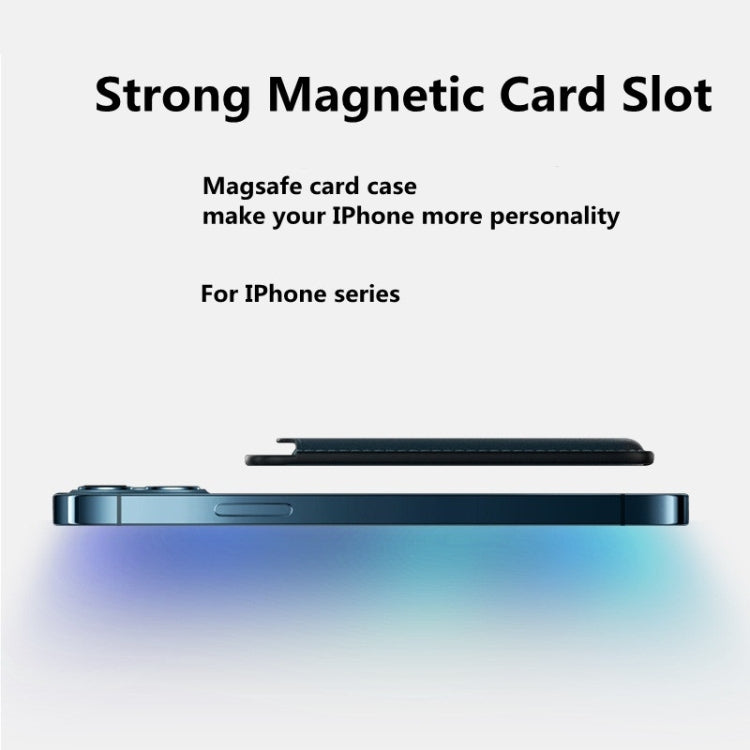 MagSafe Magnetic Leather Card Case Holster For iPhone, Saddle Brown, Indigo Sea BLue, California Poppy, Black, Dark Night Green, Red, Pink