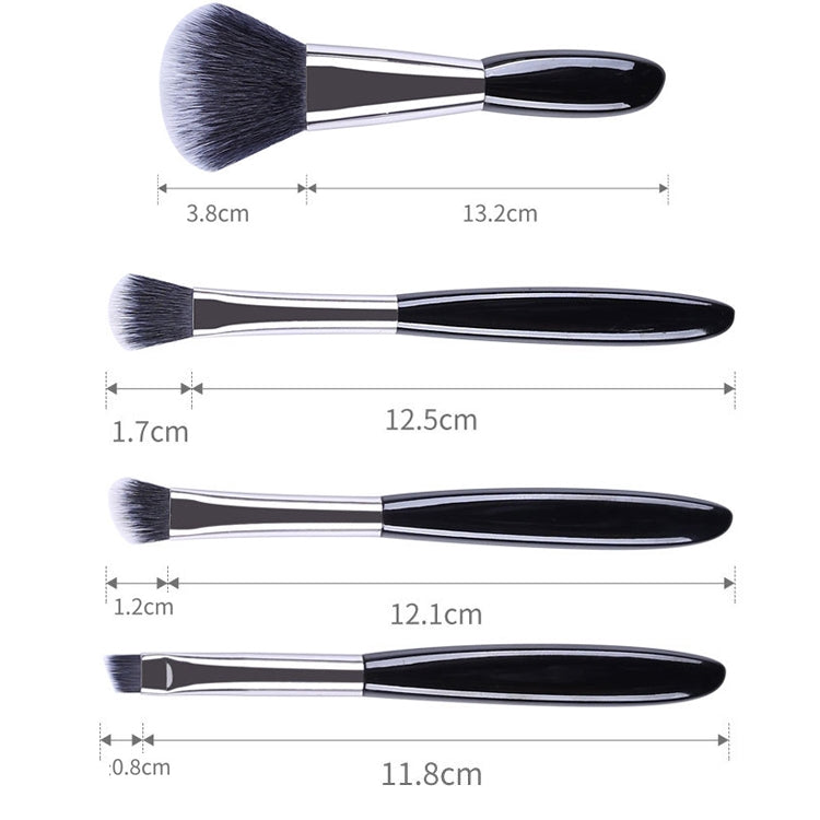 4 In 1 Black Pebbles Makeup Brush Set Eyeshadow Brush Foundation Brush Portable Makeup Brush,Style:, Bare Brush