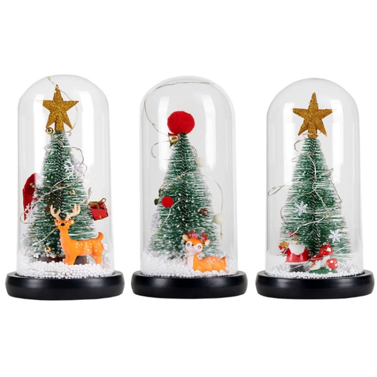 Christmas Cedar Window Display Glass Cover LED Light Ornaments, Star Deer, Furball Deer, Star Santa Claus