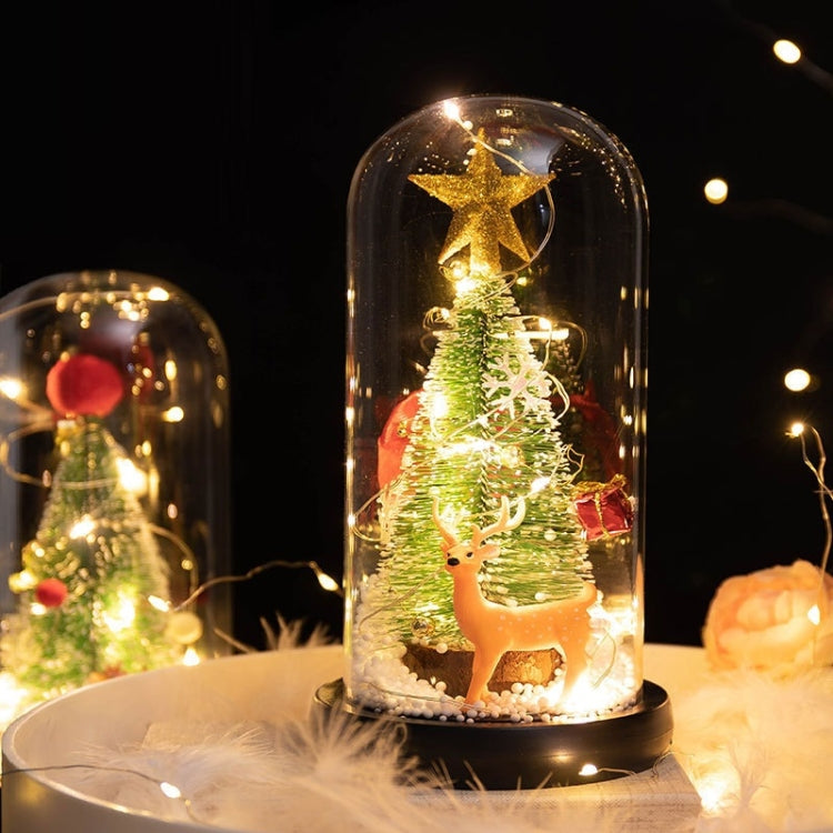 Christmas Cedar Window Display Glass Cover LED Light Ornaments, Star Deer, Furball Deer, Star Santa Claus