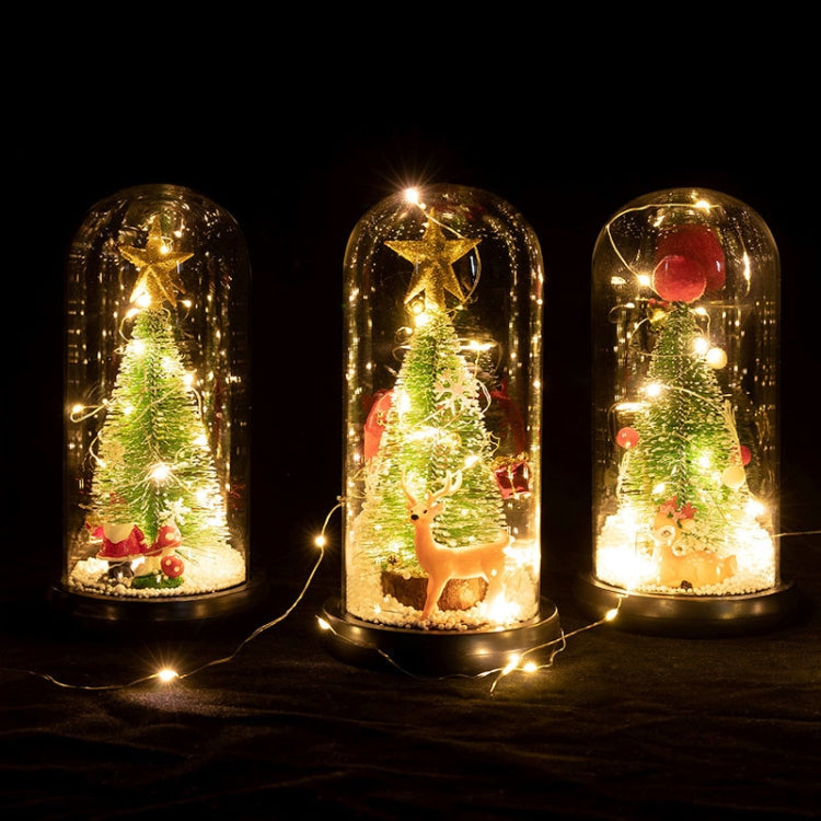 Christmas Cedar Window Display Glass Cover LED Light Ornaments, Star Deer, Furball Deer, Star Santa Claus