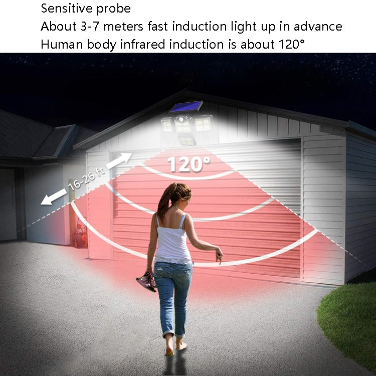 TG-TY085 Solar 4-Head Rotatable Wall Light with Remote Control Body Sensing Outdoor Waterproof Garden Lamp, Style:, 192 LED Integrated, 198 LED Integrated, 192 COB Integrated, 198 COB Integrated, 192 LED Separated, 198 LED Separated, 192 COB Separated ...
