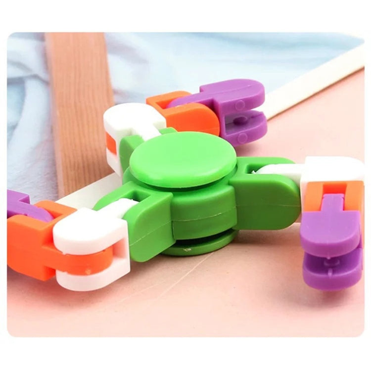 10 PCS Bicycle Chain Track DIY Toys Bone Stenosis 4 Angle Variety Fingertip Spinner, Random Color Delivery