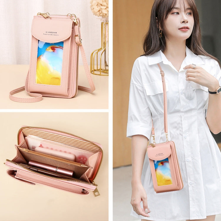 JLF012 Touch Screen Mobile Phone Bag Women Messenger Shoulder Bag, Red Wine, Black, Deep Pink, Light Pink, Light Blue, Light Green, Brown, Khaki