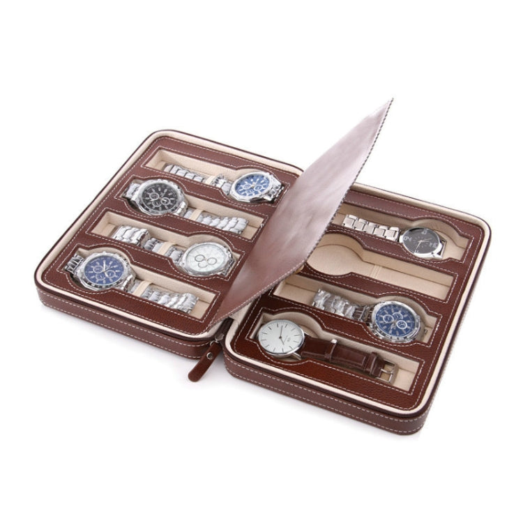 8-Digit Watch Storage Box Watch Display Box Portable Watch Travel Bag, 08 Watch Position Brown, 08 Watch Position Black