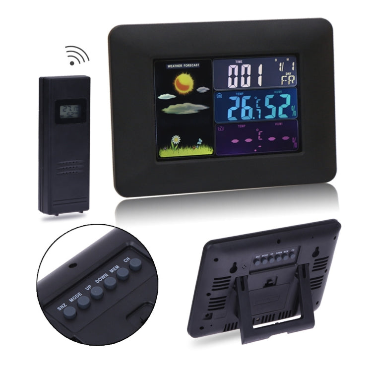 Multifunctional Indoor And Outdoor Temperature And Humidity Meter Colorful Screen Weather Clock, TS-A97-EU EU Plug, TS-A97-US US Plug