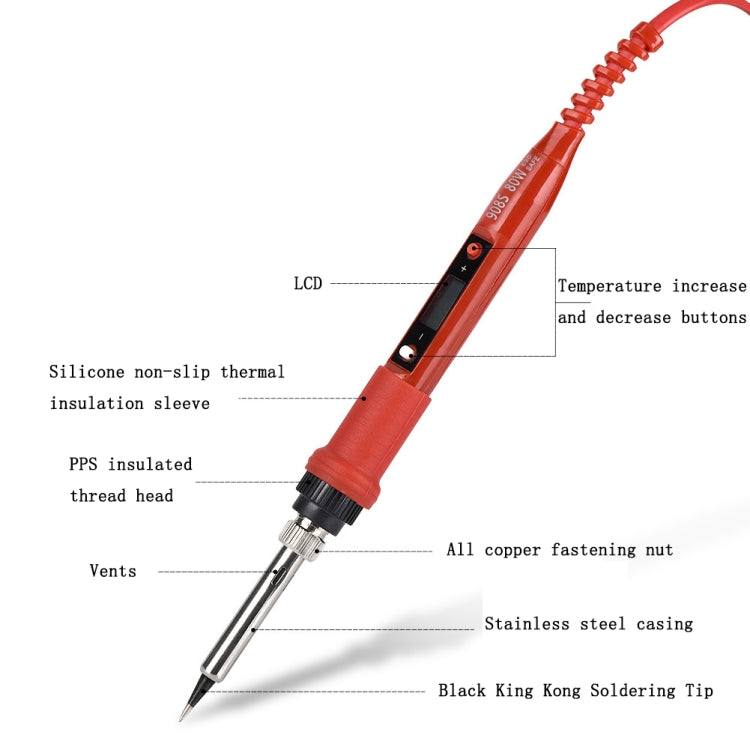 Metallic LCD Temperature Regulating Soldering Iron And Soldering Iron Tip Set Electric Soldering Iron Welding Tool, 220V EU Plug Bronze Head Red, 110V US Plug Bronze Head Red, 220V EU Plug Silver Head Red, 110V US Plug Silver Head Red                  ...