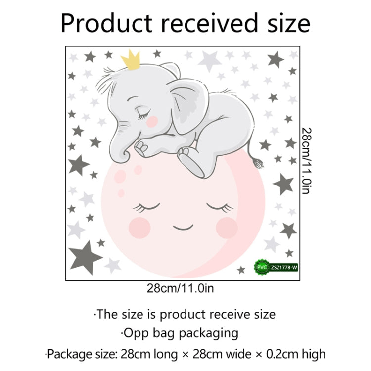 ZSZ1778 Luminous Smiling Baby Elephant Wall Stickers Background Wall Bedroom Stickers, Specification: 28x28cm, ZSZ1778
