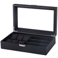 6+3 PU Watch Glasses Case Carbon Fiber PU Skin Watch Box Sunglasses Box, 6 + 3 Black, 6 + 3 Brown