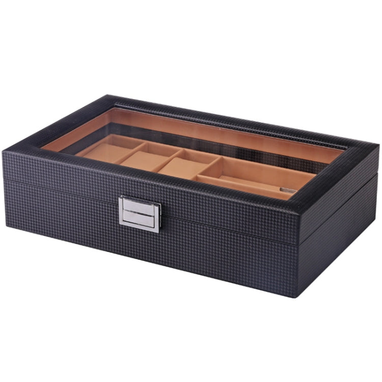 6+3 PU Watch Glasses Case Carbon Fiber PU Skin Watch Box Sunglasses Box, 6 + 3 Black, 6 + 3 Brown