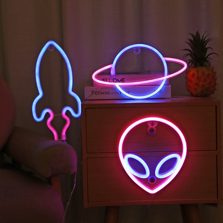 LED Personalized Neon Decorative Light Modeling Light USB Battery Box Dual Purpose, Spec:, Alien, Planet, Rocket