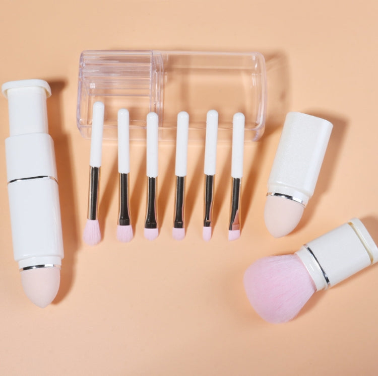 8-in-1 Square Makeup Brush Mini Portable Retractable Blush Brush Eye Shadow Brush Novice Makeup Set, 8 in 1(Light Blue), 8 in 1(Milk White), 8 in 1( Wine Red), 8 in 1(Light-skinned)