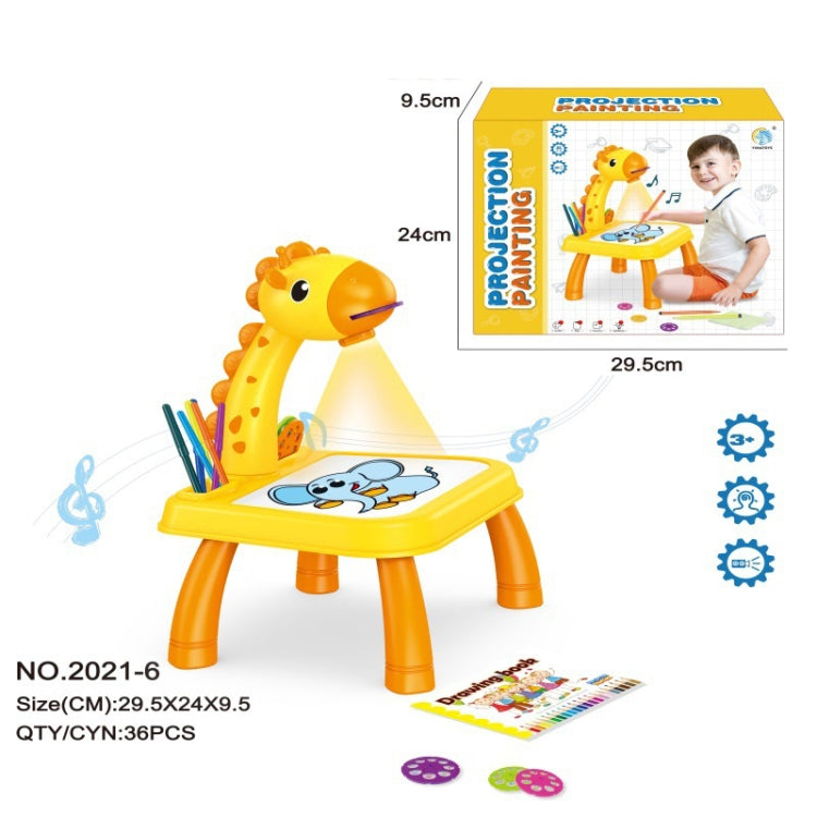 Children Multifunctional Projection Painting Toy Writing Board, wthout Watercolor Pen, Style:, Giraffe Yellow, Blue (No Projection), Pink (No Projection), Giraffe Pink, Dinosaur Blue, Dinosaur Pink
