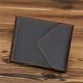 1071 Men Crazy Horse Leather Driver License Storage Wallet, Dark Brown, Yellow Brown