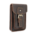 2034 Men Retro Leather Phone Waist Bag, Dark Brown, Yellow Brown