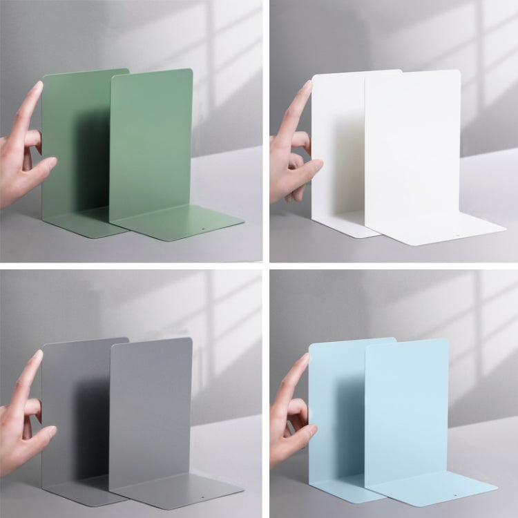 Deli 78650 2 Pieces Of Thickened Desktop Metal Bookends, Green, Beige, Dark Gray, Light Green