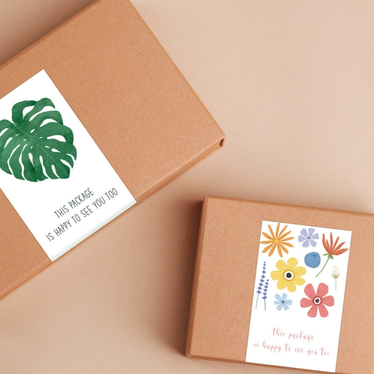 4 Packs 50 Sheets/Pack  Green Leaf Rectangular Stickers Gift Box Sealing Stickers, A1, A2, A3
