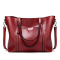 888-G9 Oil Wax Leather All-Match Fashion Handbag, Wine Red, Khaki, Green, Navy Blue, Black, Dark Grey, Deep Purple, Pink