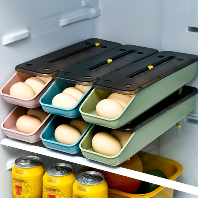 Automatically Fill The Egg Storage Box Refrigerator Fresh-Keeping Box, 1 Layers  Blue, 1 Layers Pink, 1 Layers Green