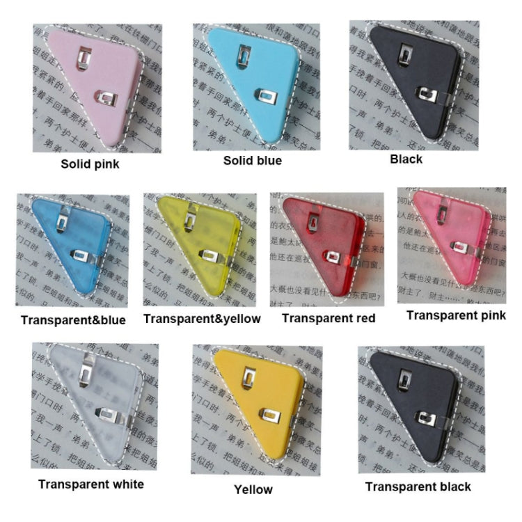 14 PCS Student Test Paper Storage Triangle Book Edge Clip, Transparent White, Transparent Black, Transparent Blue, Transparent Yellow, Transparent Red, Transparent Pink, Solid Pink, Solid Blue, Solid yellow / triplayer, Solid Black
