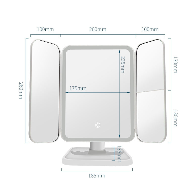 430 Three-Sided Folding LED Makeup Mirror Table Lamp, Plug-in Style, Charging Style, Three-color Light Charging Style