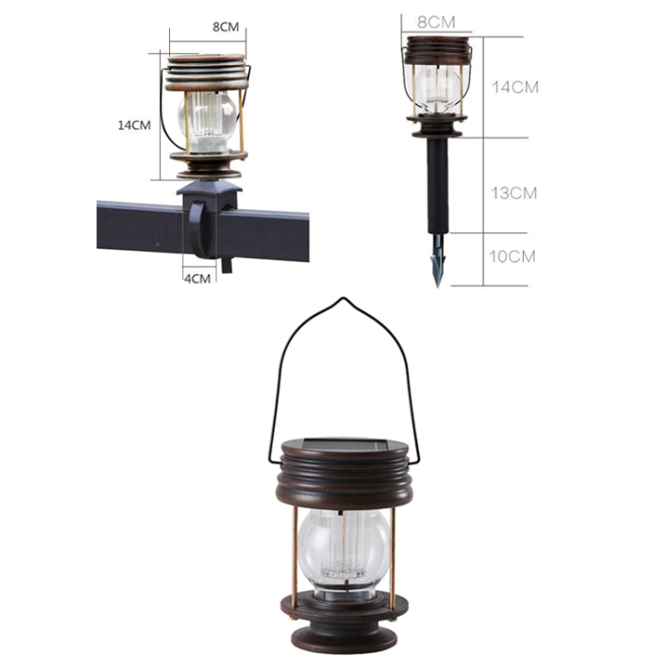 HSR002 Outdoor Retro Solar Lantern Camping Light, Spec:, Railing Type-Warm Light