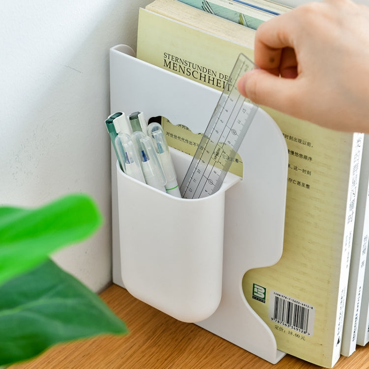 Desktop Folding And Retractable Book Storage Stand, White, Grey, White + Pen Holder, Gray + Pen Holder