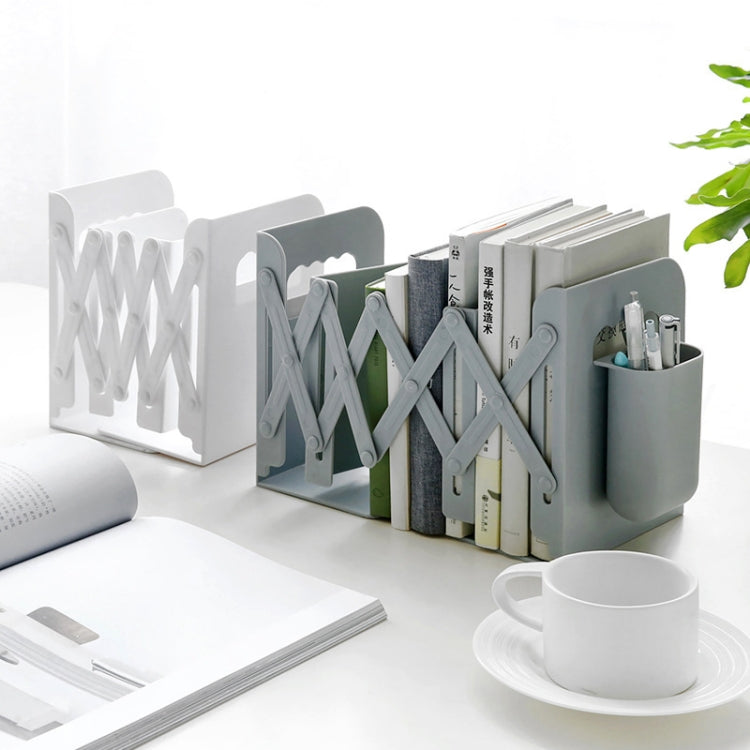 Desktop Folding And Retractable Book Storage Stand, White, Grey, White + Pen Holder, Gray + Pen Holder