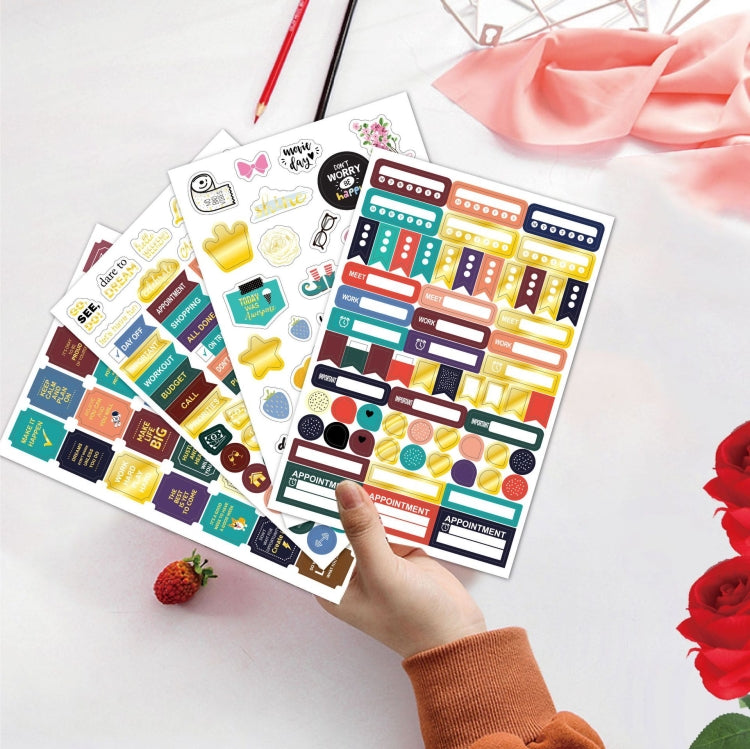 Business Theme Hot Stamping Plan Sticker Note Post, 4 Sets
