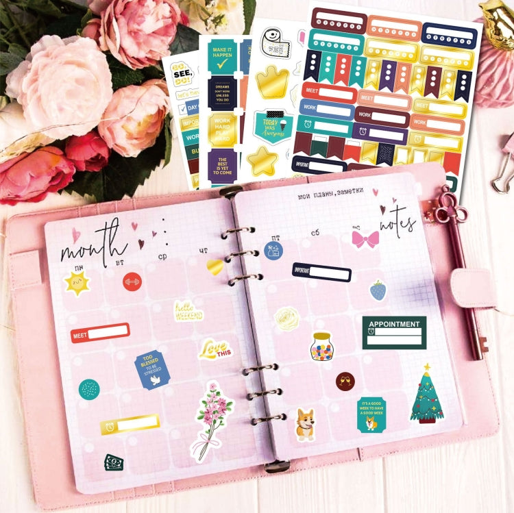 Business Theme Hot Stamping Plan Sticker Note Post, 4 Sets