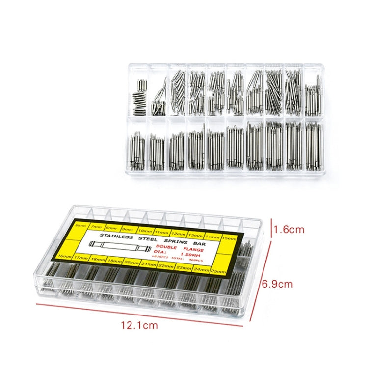 Stainless Steel Seamless Box Packing Spring Bar, 400 PCS / Box G084 6-25mm
