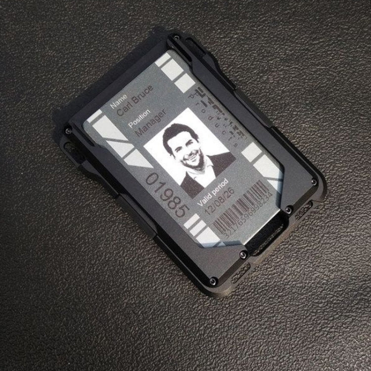 RFID Metal Anti-Theft Credit Card Holder, Black Aluminum Terms, Silver Aluminum Terms, Black Metal + Black Skin, Silver Metal + Black Skin