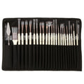 24 PCS/Set Canvas Bag Nylon Wool Gouache Brush Set, Pearl White Pole Black Bag, Silver Gray Pole Gray Bag