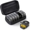 14 Compartment Medicine Box Plastic Double Row Leather Bag Pill Box