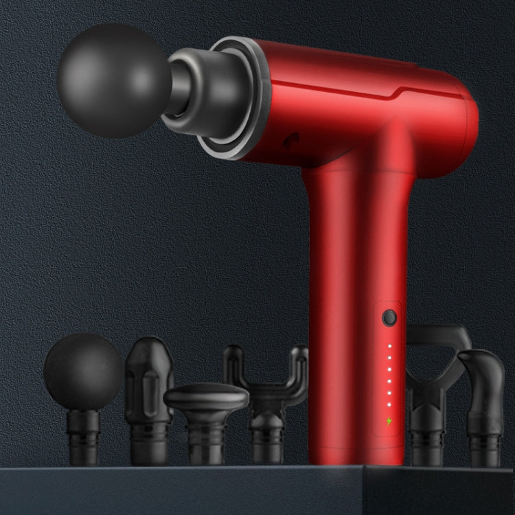 BG-128 6-speed Mini Convenient Massage Gun With 6 Massage Heads,CN Plug, Red, Green, Gray, Back