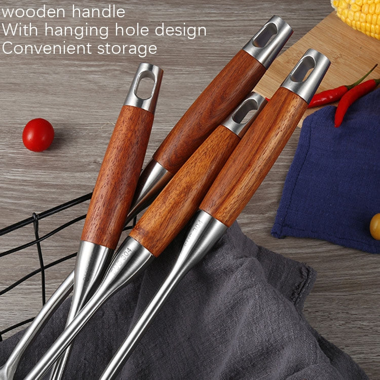 304 Stainless Steel Wooden Handle Kitchenware Kitchen Equipment, Style:, Fried Spatula, Soup Spoon, Slotted Spoon, Slotted Shovel, Noodle Scoop, Rice Spoon