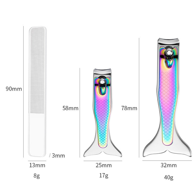 Small Color Titanium Nail Clipper Gradient Mermaid Handle Nail Clipper Nail Art Tool, 3 PCS Small, 3 PCS Large, 3 In 1